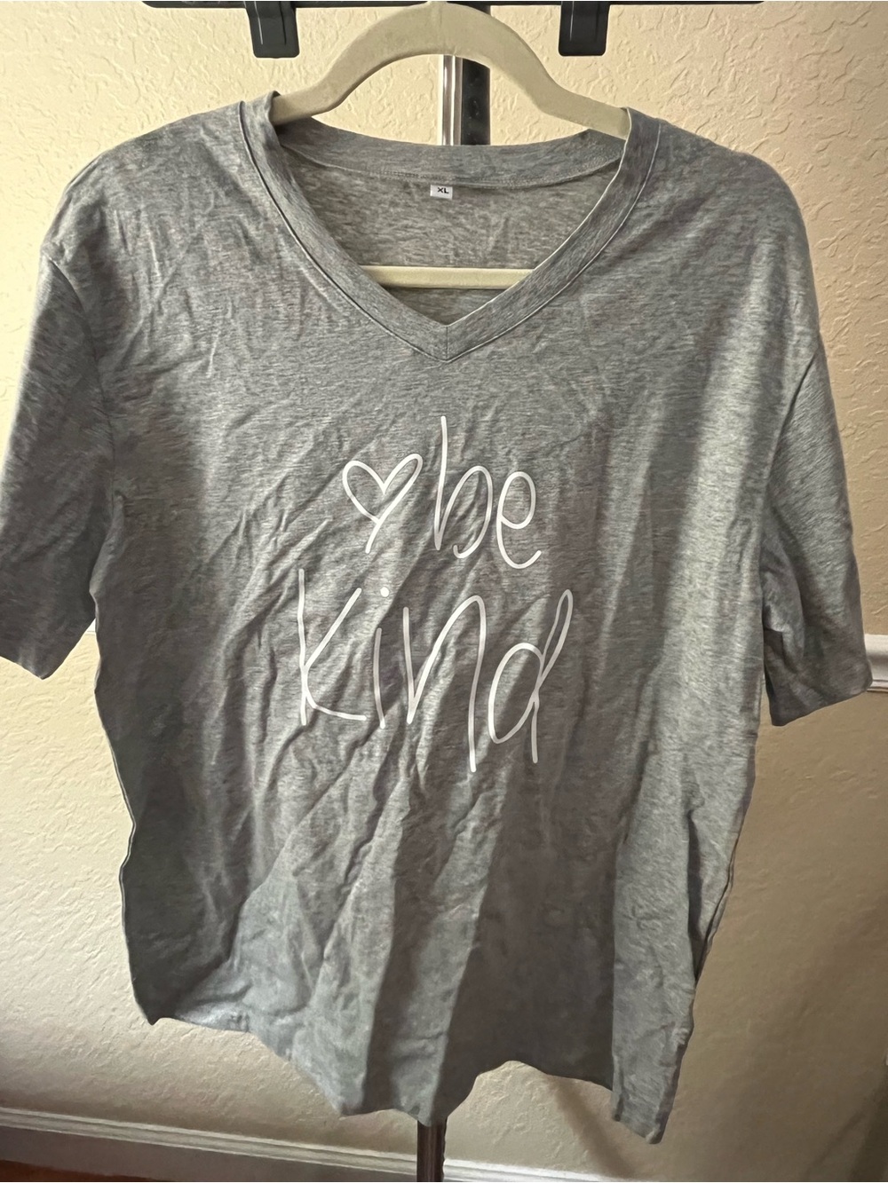 Be Kind V-Neck Tee - Gray